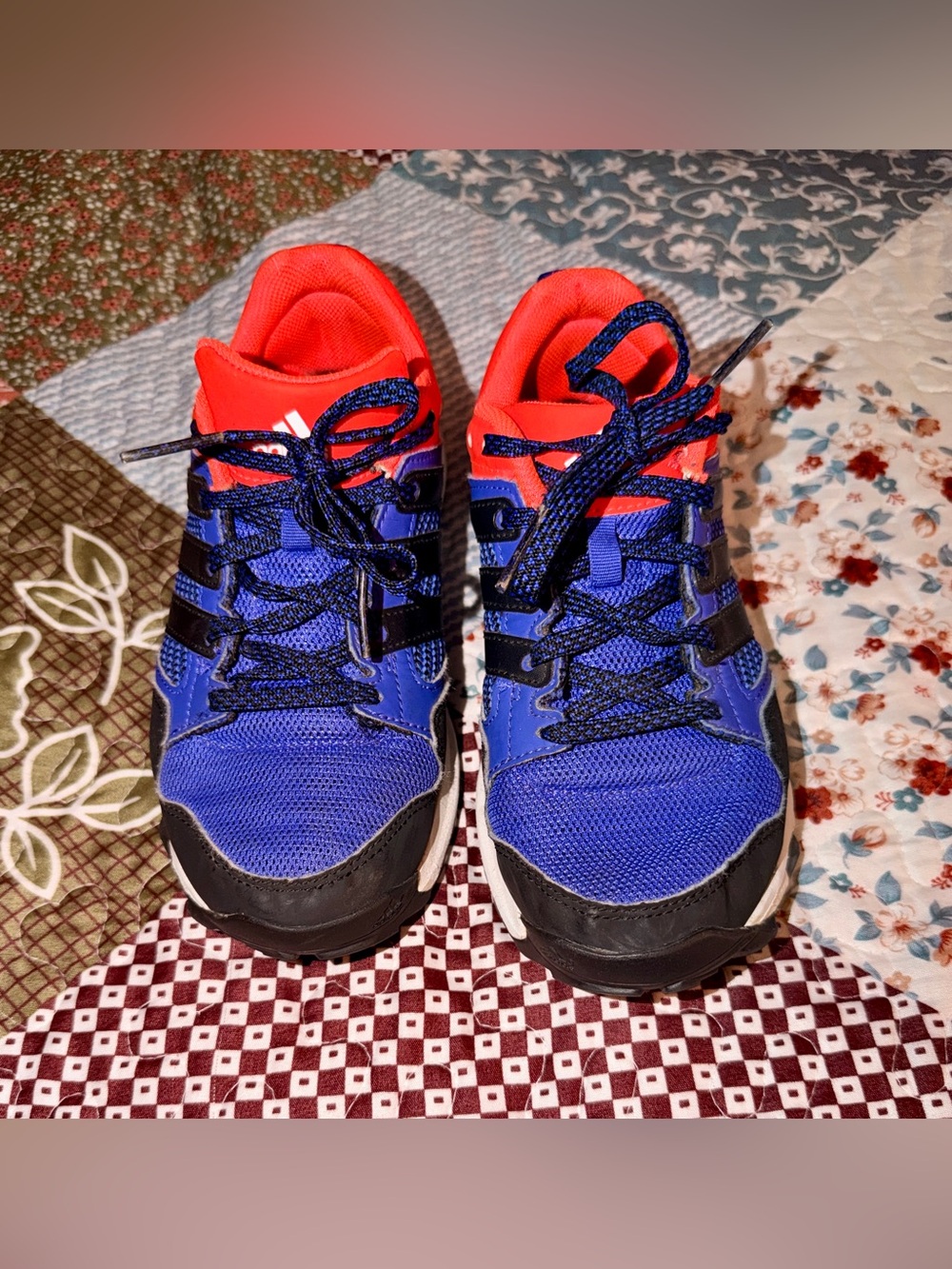 Boy’s - Adidas Kanadia T7 Trail Running Shoes Kids Size 3.5 Blue Orange